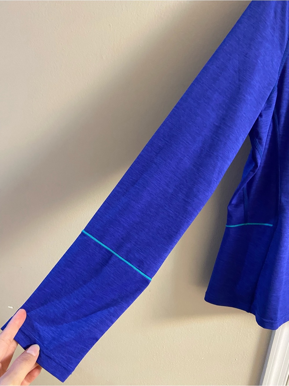 Prana purple Long Sleeve Active Top with Aqua Stitching Large - Picture 5 of 8